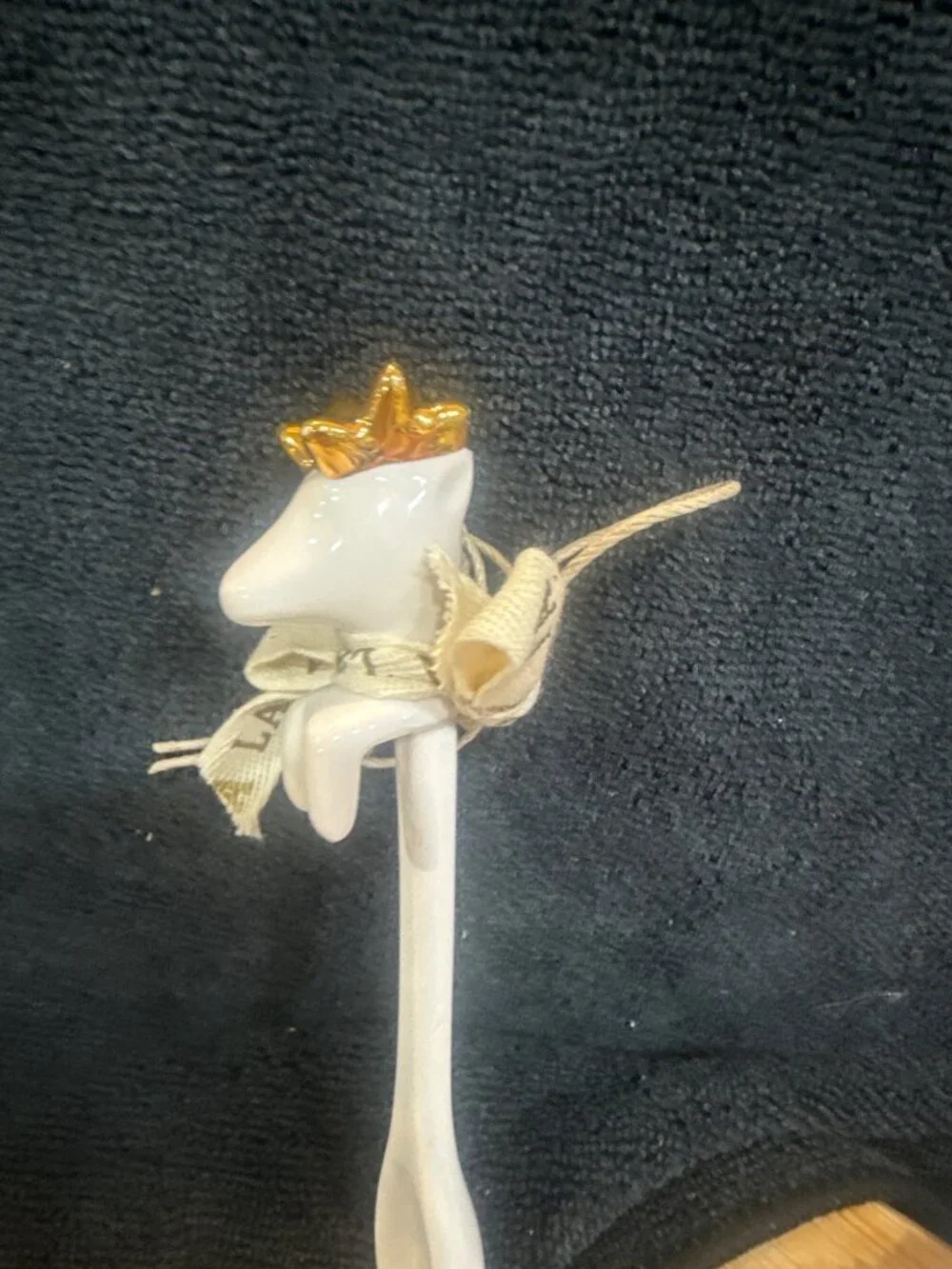 ceramic dear gold antlers hanging jam or sugar spoon